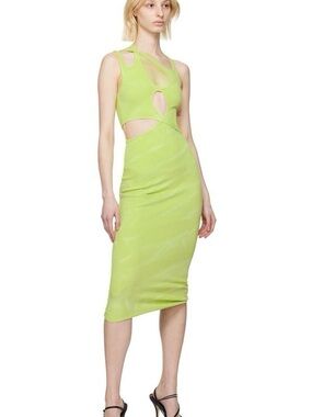Dion Lee green interlink midi dress washed light zest